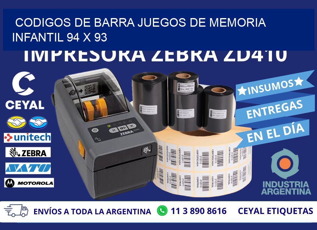 CODIGOS DE BARRA JUEGOS DE MEMORIA INFANTIL 94 x 93