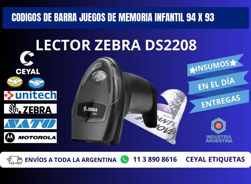 CODIGOS DE BARRA JUEGOS DE MEMORIA INFANTIL 94 x 93