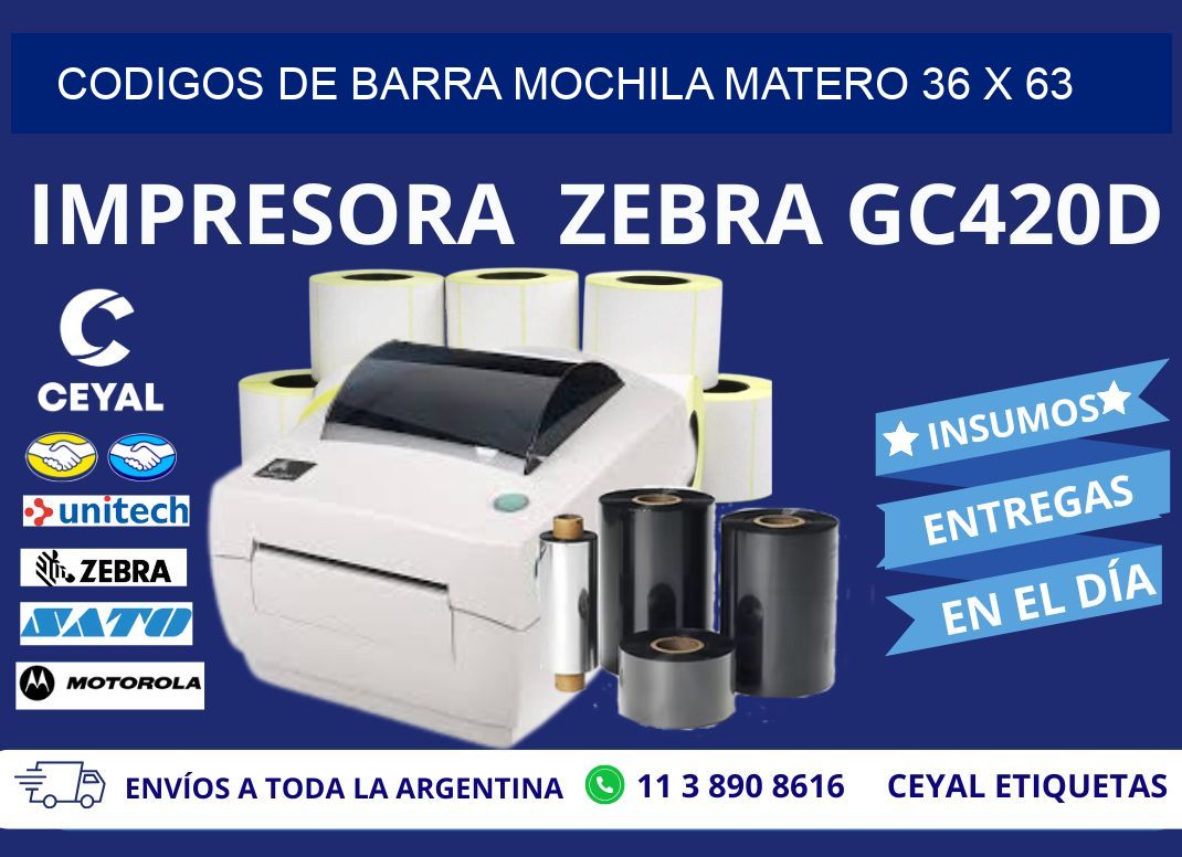 CODIGOS DE BARRA MOCHILA MATERO 36 x 63