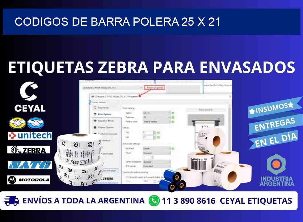 CODIGOS DE BARRA POLERA 25 x 21