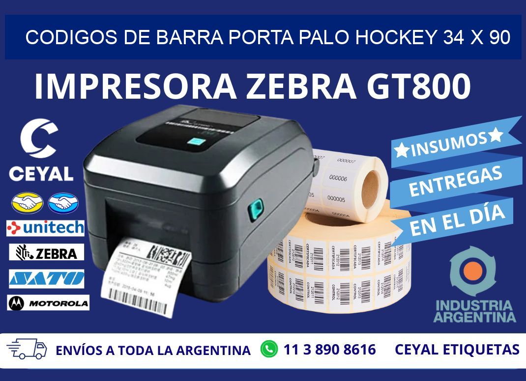 CODIGOS DE BARRA PORTA PALO HOCKEY 34 x 90