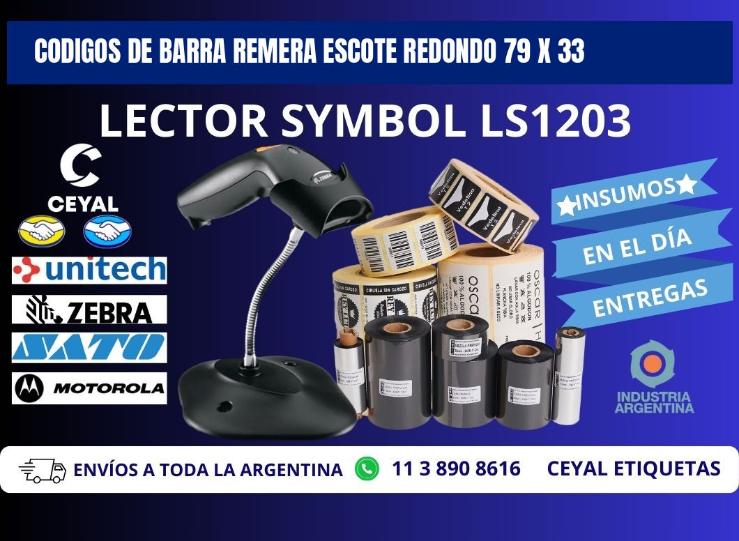 CODIGOS DE BARRA REMERA ESCOTE REDONDO 79 x 33