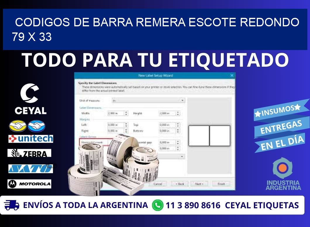 CODIGOS DE BARRA REMERA ESCOTE REDONDO 79 x 33