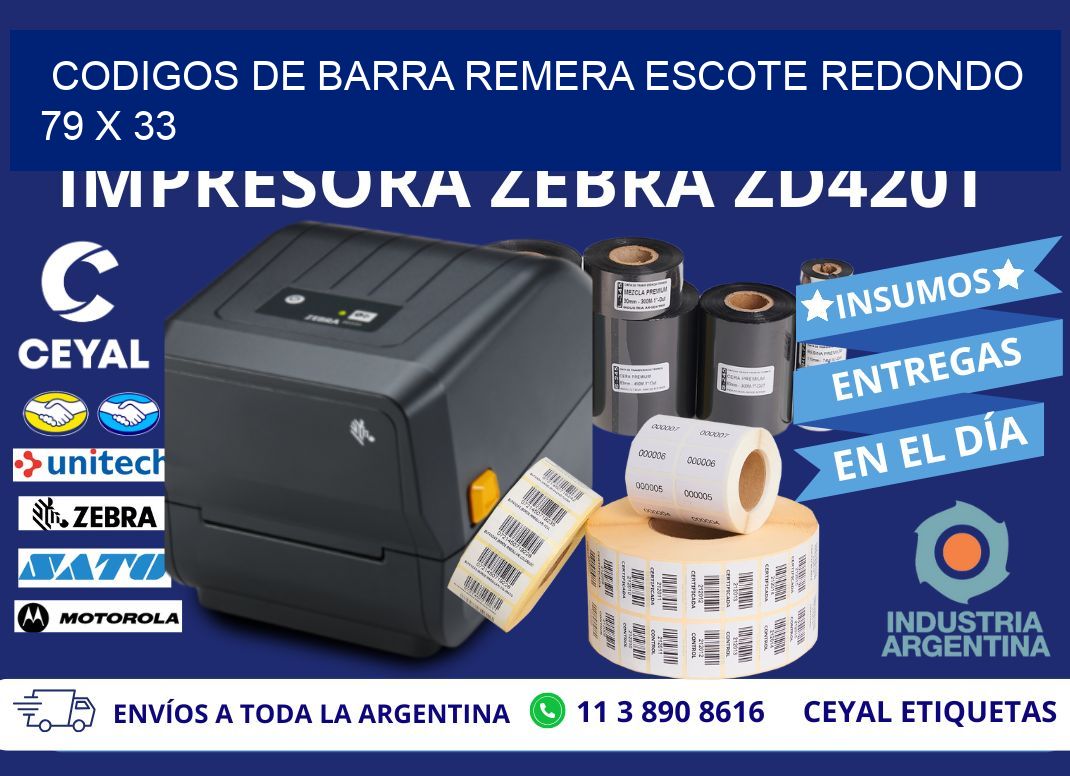 CODIGOS DE BARRA REMERA ESCOTE REDONDO 79 x 33