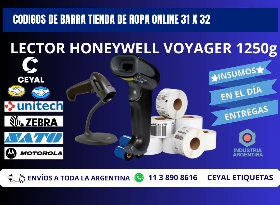 CODIGOS DE BARRA TIENDA DE ROPA ONLINE 31 x 32