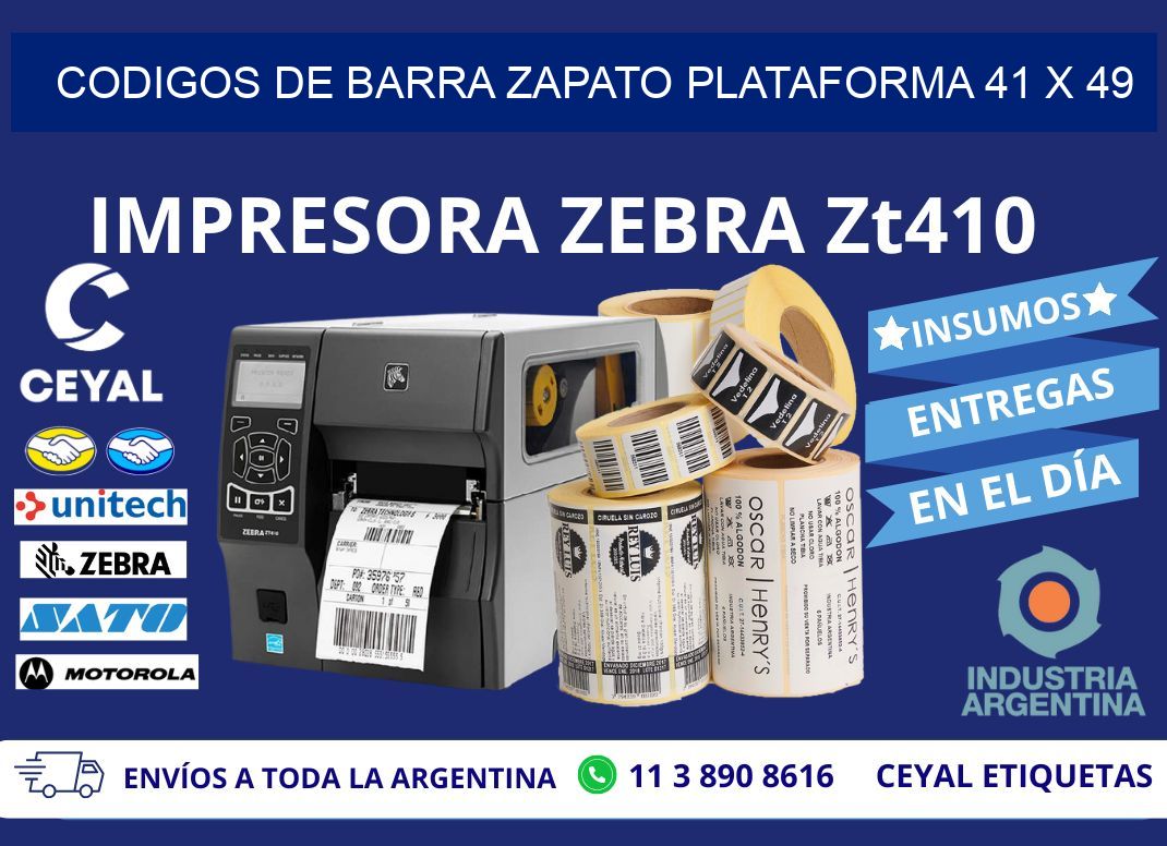 CODIGOS DE BARRA ZAPATO PLATAFORMA 41 x 49