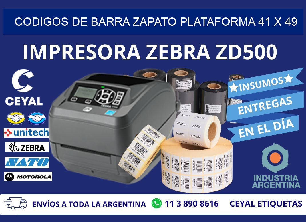 CODIGOS DE BARRA ZAPATO PLATAFORMA 41 x 49