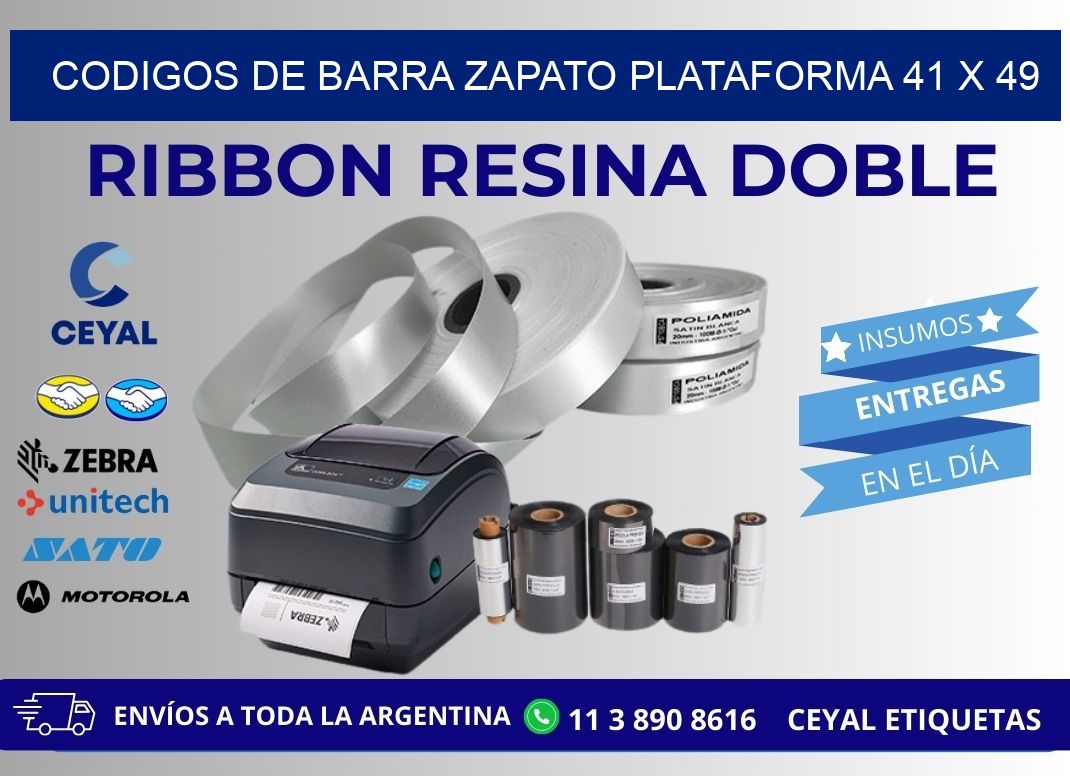 CODIGOS DE BARRA ZAPATO PLATAFORMA 41 x 49