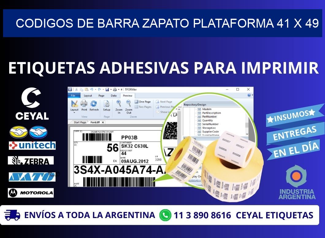 CODIGOS DE BARRA ZAPATO PLATAFORMA 41 x 49