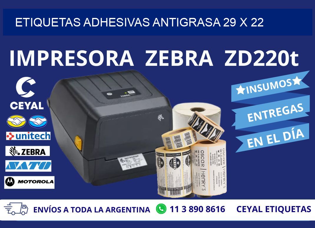 ETIQUETAS ADHESIVAS ANTIGRASA 29 x 22