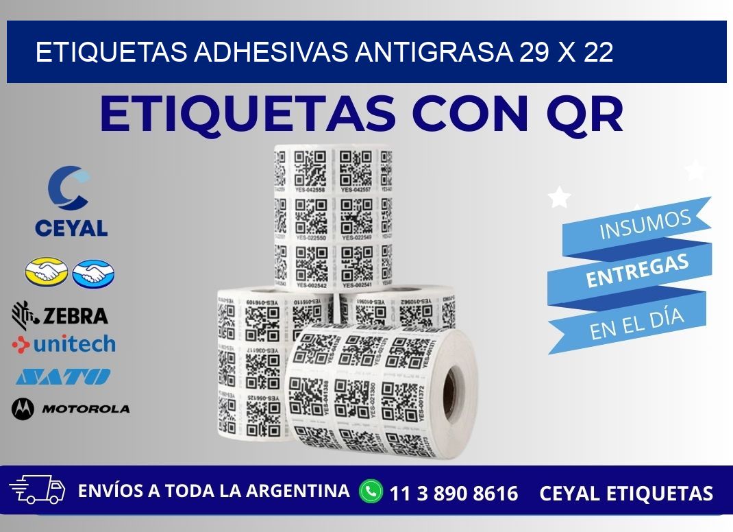 ETIQUETAS ADHESIVAS ANTIGRASA 29 x 22