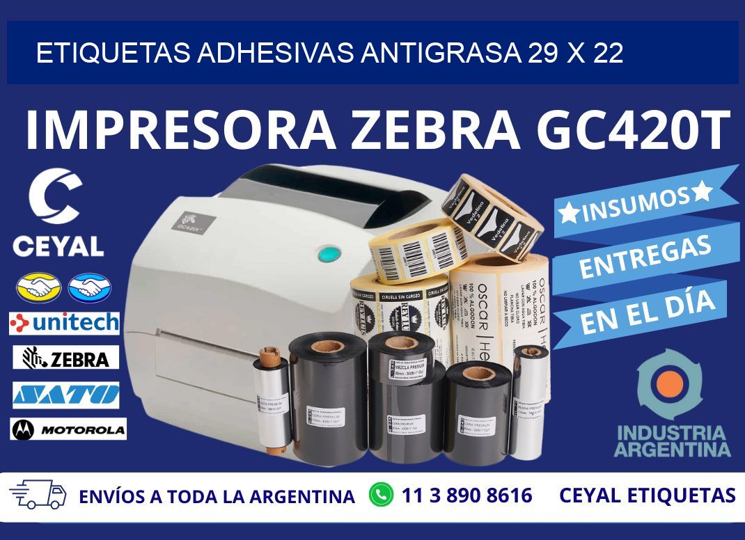 ETIQUETAS ADHESIVAS ANTIGRASA 29 x 22