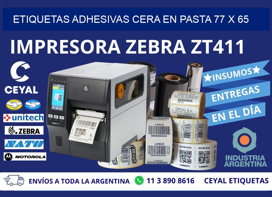 ETIQUETAS ADHESIVAS CERA EN PASTA 77 x 65