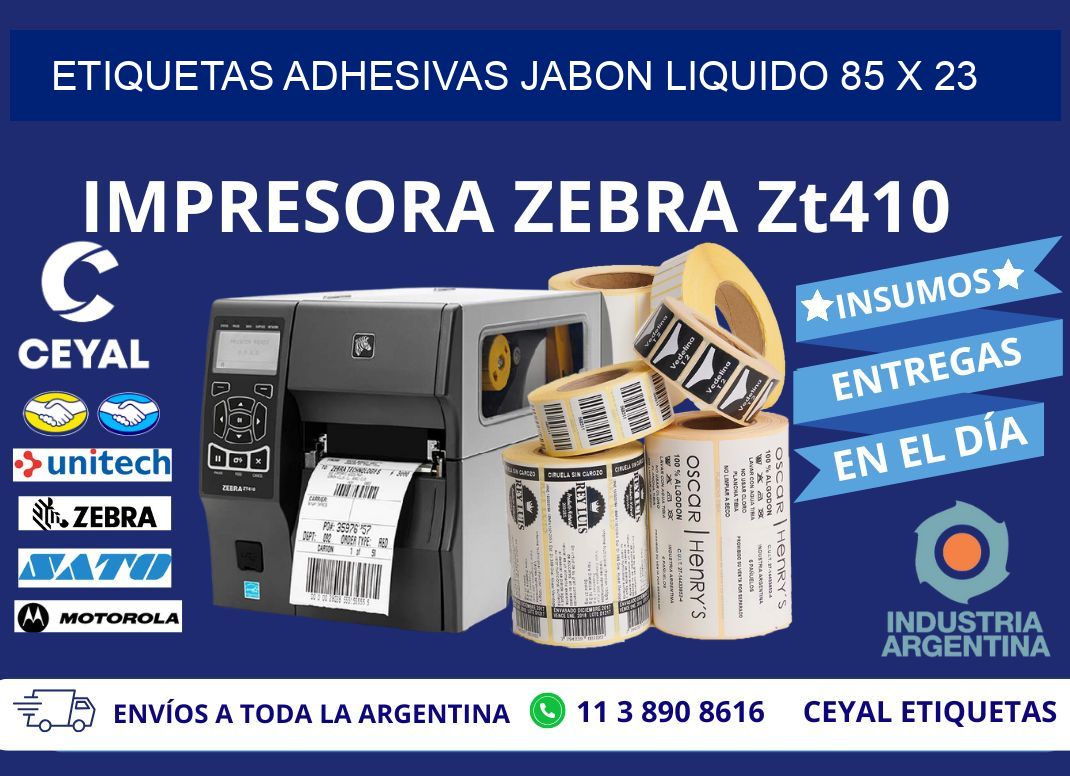 ETIQUETAS ADHESIVAS JABON LIQUIDO 85 x 23