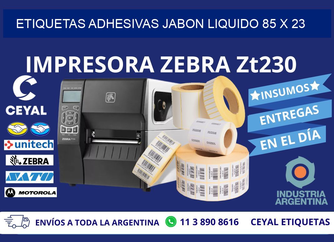 ETIQUETAS ADHESIVAS JABON LIQUIDO 85 x 23