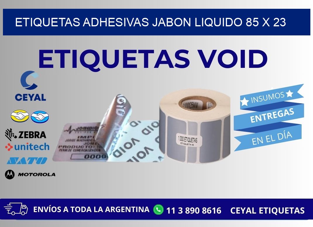 ETIQUETAS ADHESIVAS JABON LIQUIDO 85 x 23