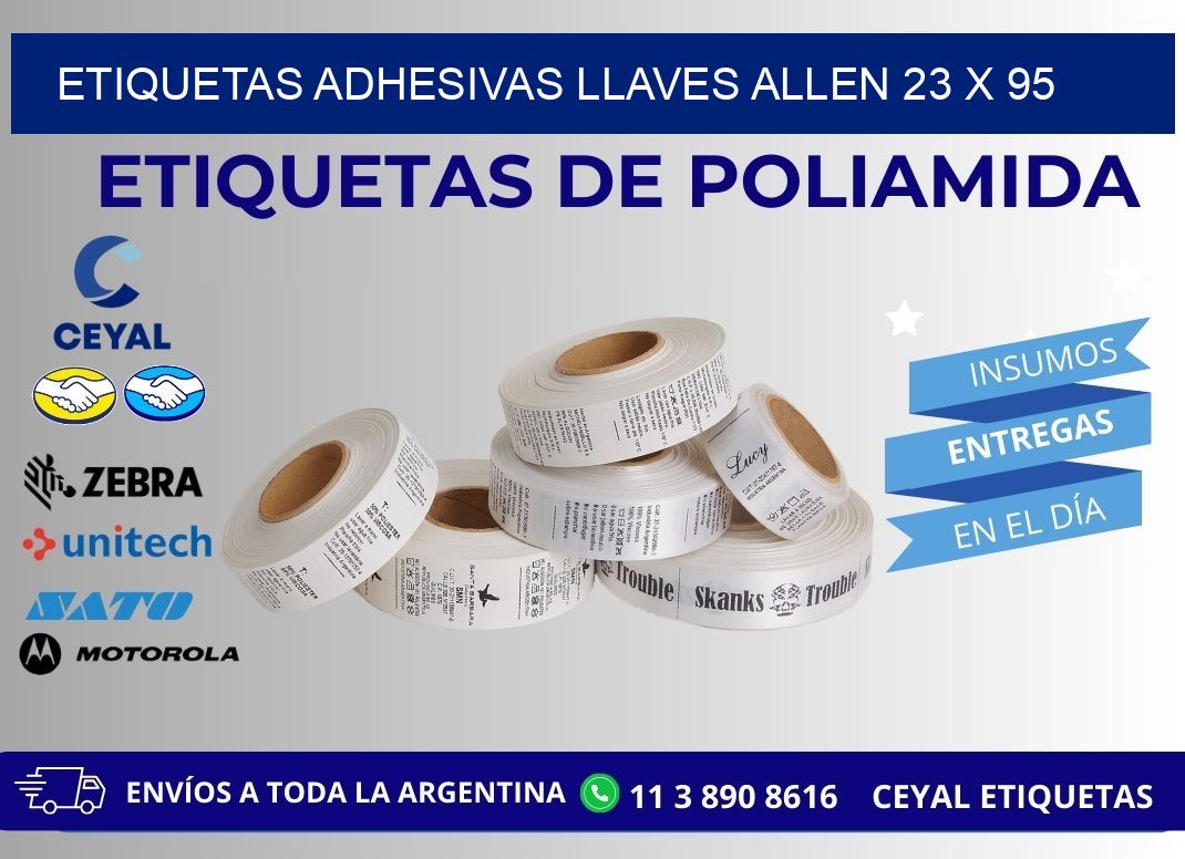 ETIQUETAS ADHESIVAS LLAVES ALLEN 23 x 95