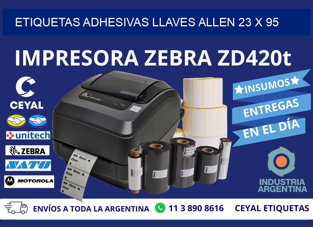 ETIQUETAS ADHESIVAS LLAVES ALLEN 23 x 95