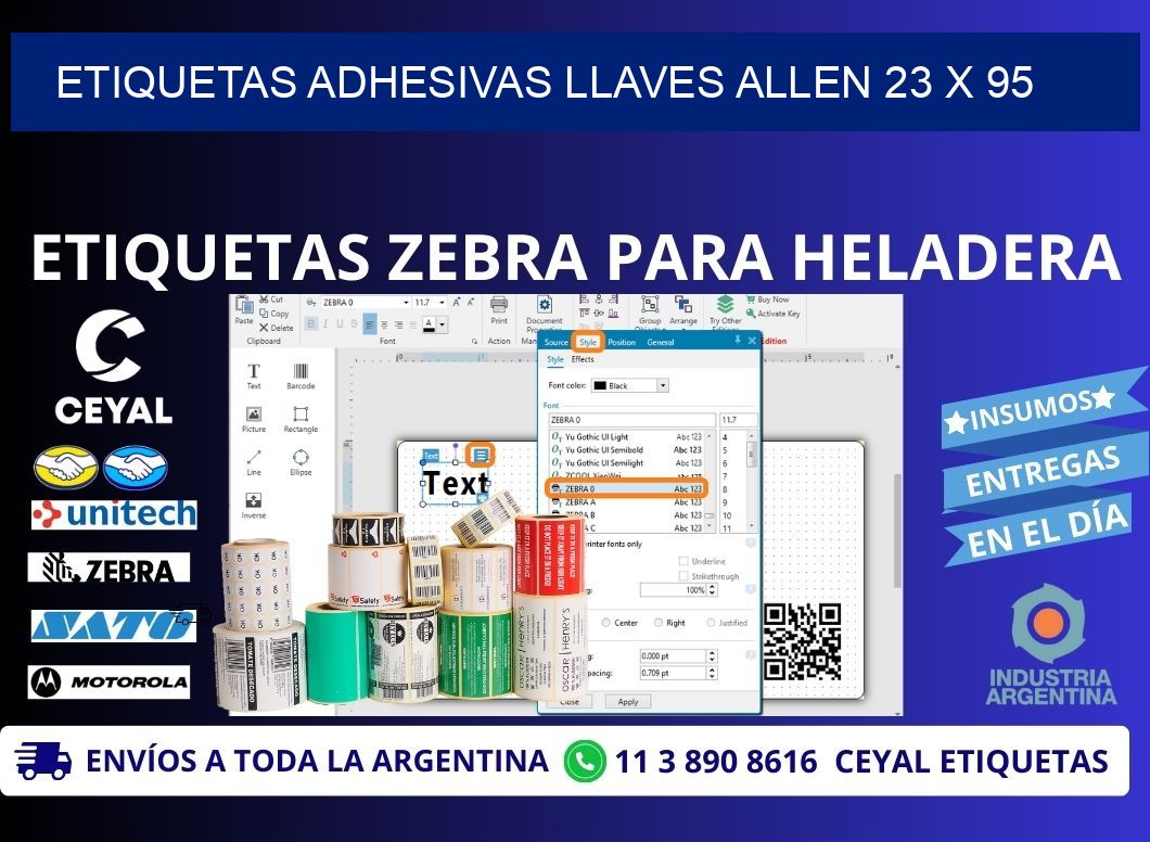 ETIQUETAS ADHESIVAS LLAVES ALLEN 23 x 95