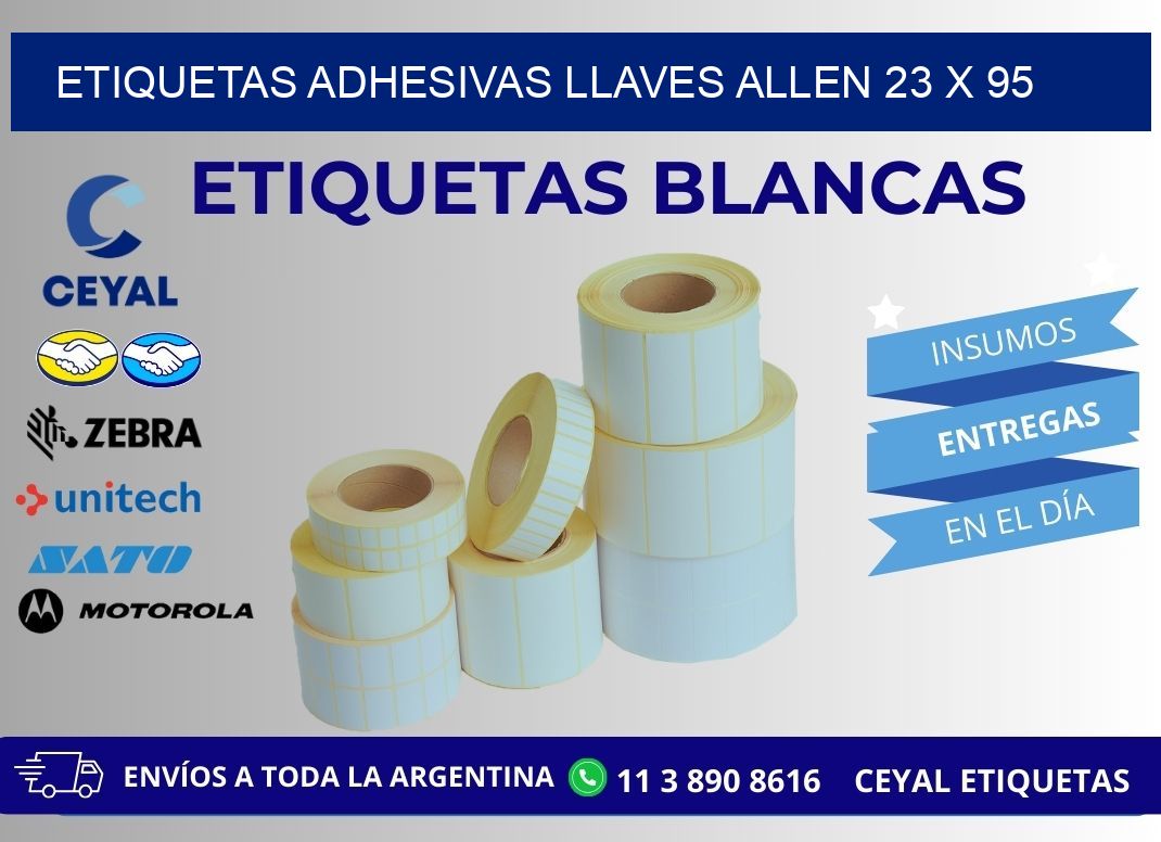 ETIQUETAS ADHESIVAS LLAVES ALLEN 23 x 95