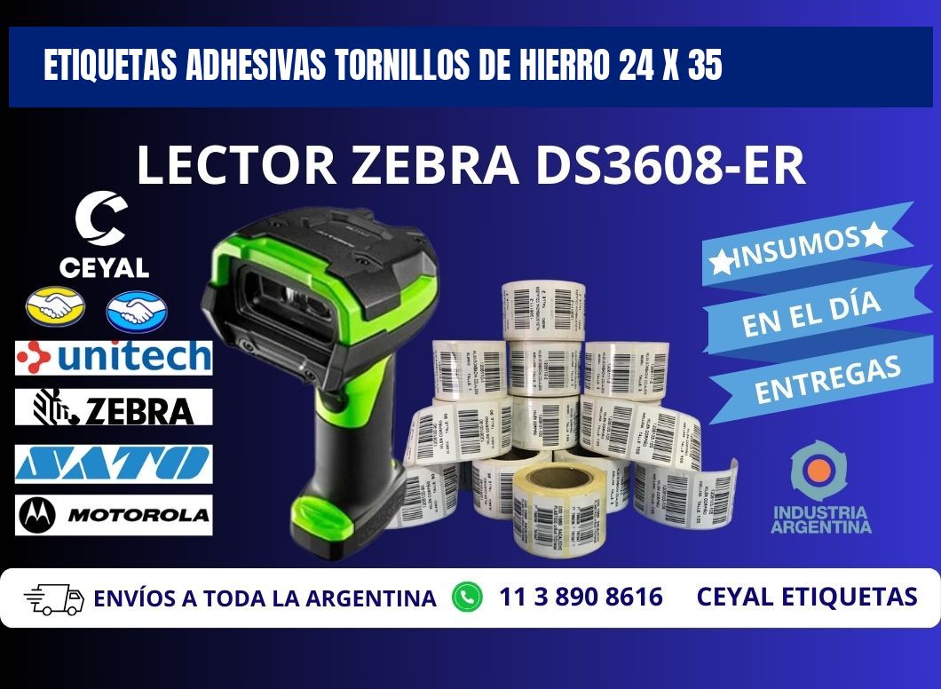 ETIQUETAS ADHESIVAS TORNILLOS DE HIERRO 24 x 35
