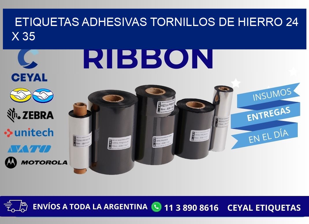 ETIQUETAS ADHESIVAS TORNILLOS DE HIERRO 24 x 35