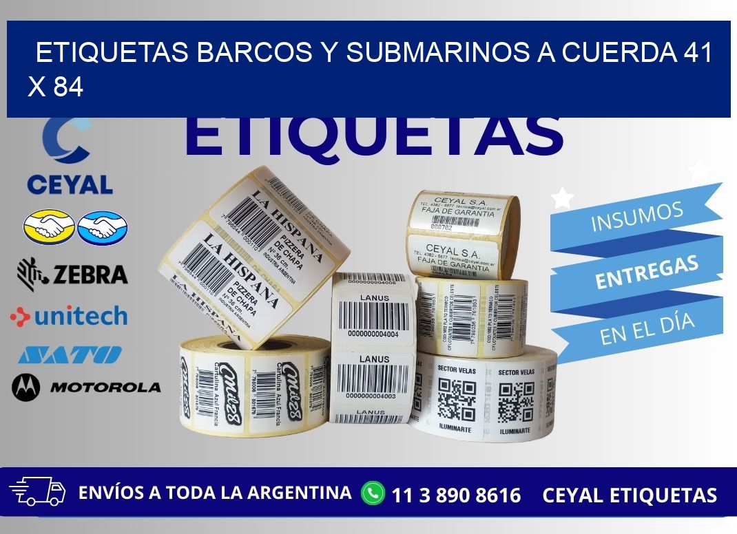 ETIQUETAS BARCOS Y SUBMARINOS A CUERDA 41 x 84