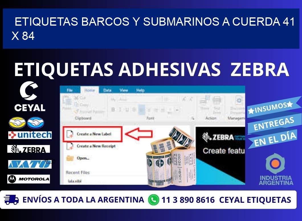 ETIQUETAS BARCOS Y SUBMARINOS A CUERDA 41 x 84
