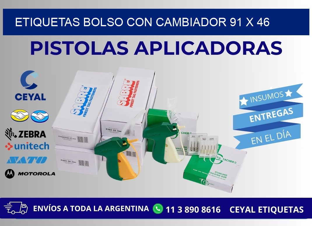 ETIQUETAS BOLSO CON CAMBIADOR 91 x 46