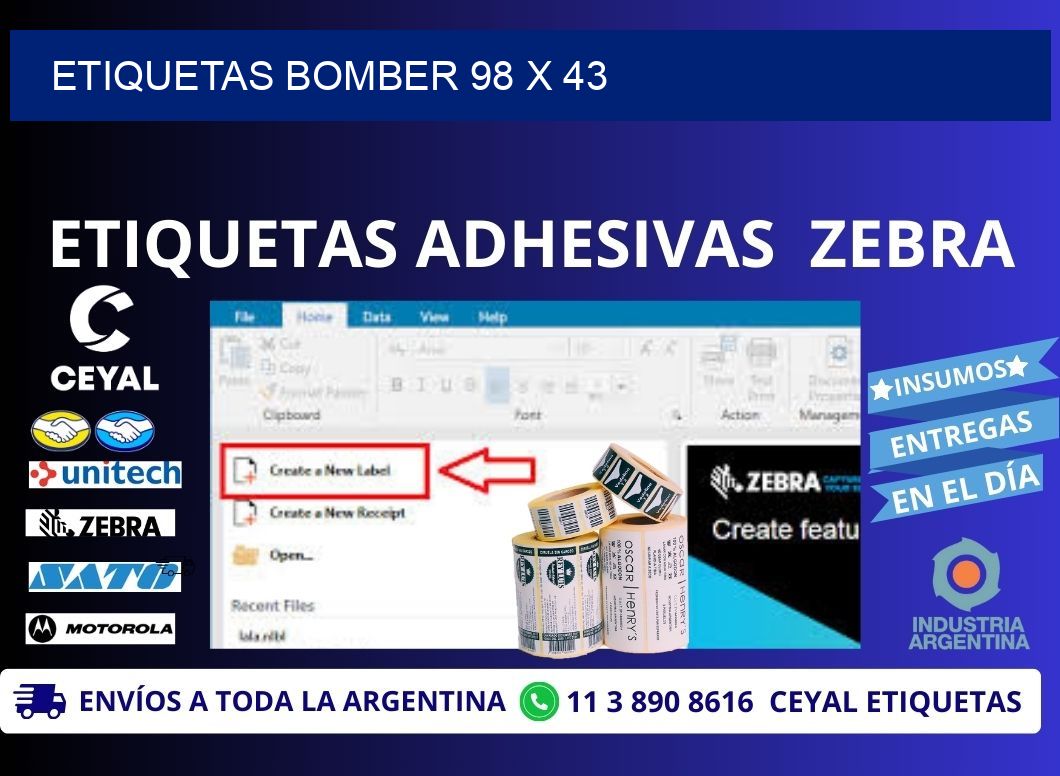 ETIQUETAS BOMBER 98 x 43
