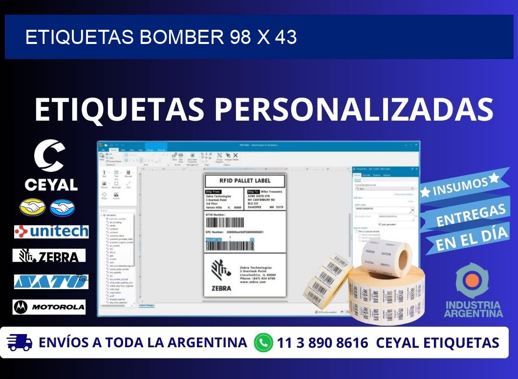 ETIQUETAS BOMBER 98 x 43