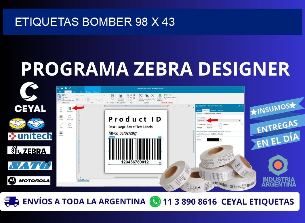 ETIQUETAS BOMBER 98 x 43