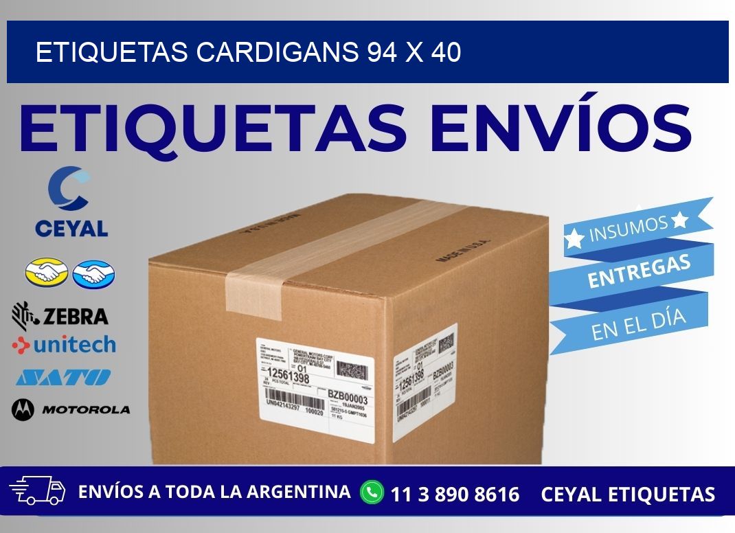 ETIQUETAS CARDIGANS 94 x 40