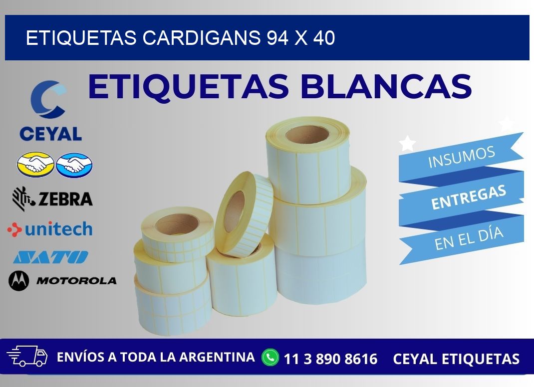 ETIQUETAS CARDIGANS 94 x 40