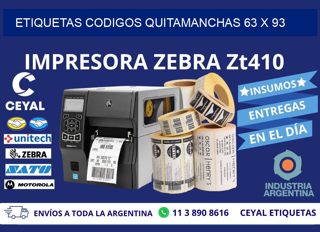 ETIQUETAS CODIGOS QUITAMANCHAS 63 x 93