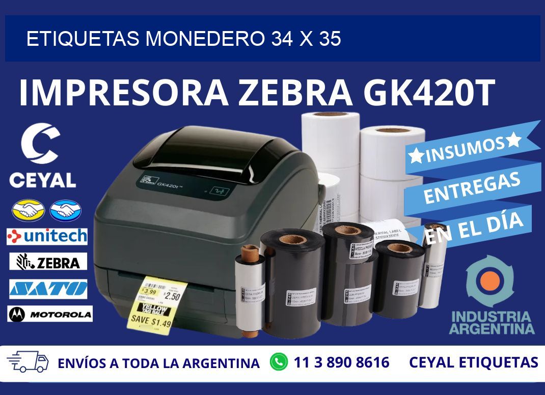 ETIQUETAS MONEDERO 34 x 35