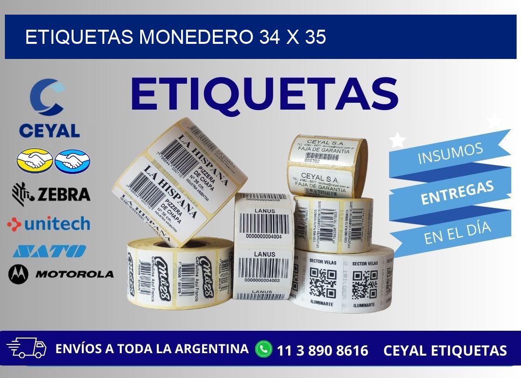 ETIQUETAS MONEDERO 34 x 35
