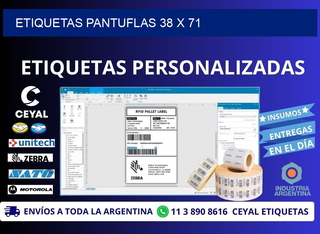 ETIQUETAS PANTUFLAS 38 x 71