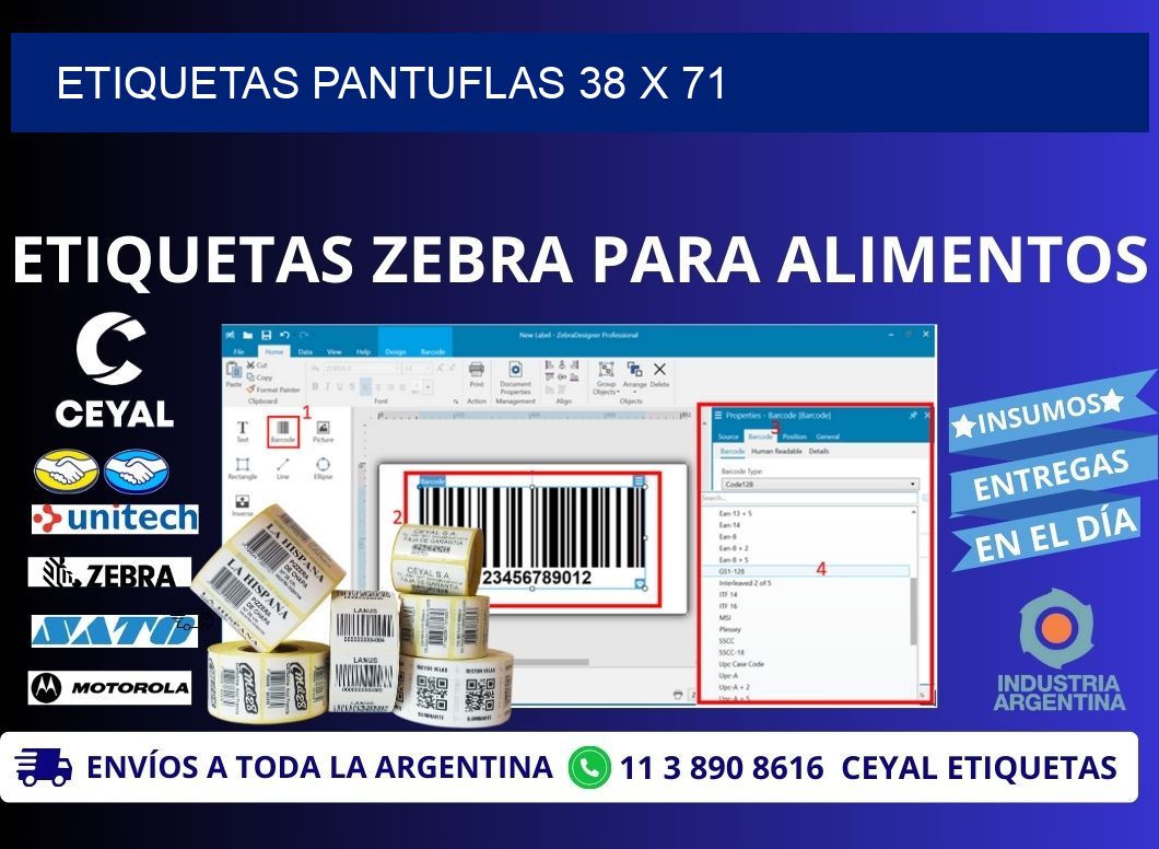 ETIQUETAS PANTUFLAS 38 x 71