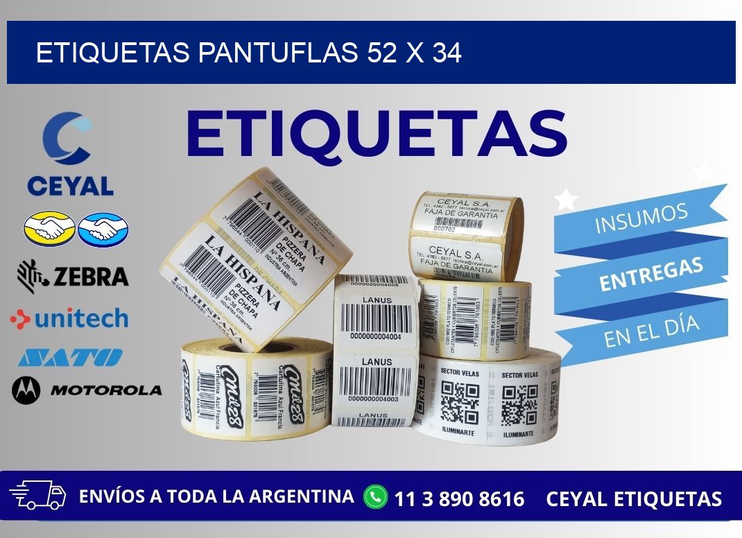 ETIQUETAS PANTUFLAS 52 x 34