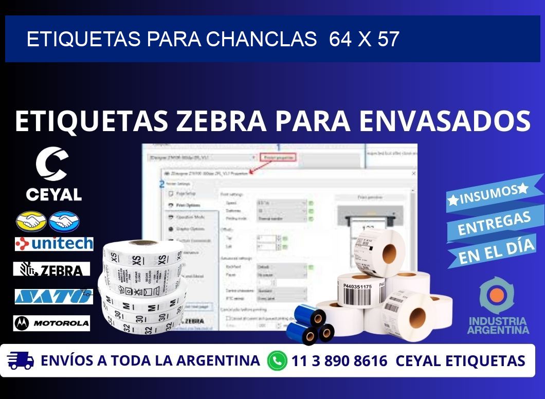 ETIQUETAS PARA CHANCLAS  64 x 57