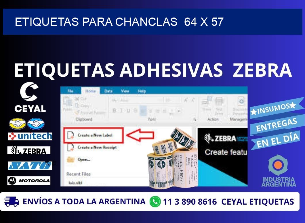 ETIQUETAS PARA CHANCLAS  64 x 57