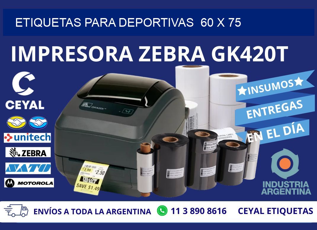 ETIQUETAS PARA DEPORTIVAS  60 x 75