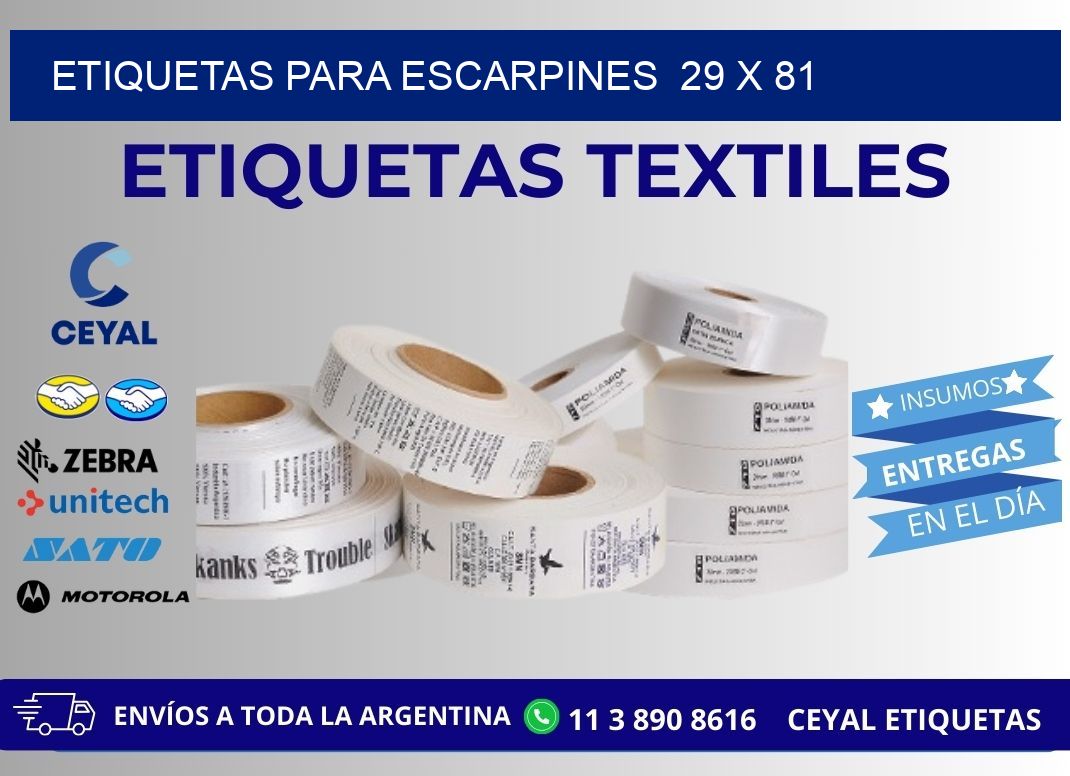 ETIQUETAS PARA ESCARPINES  29 x 81