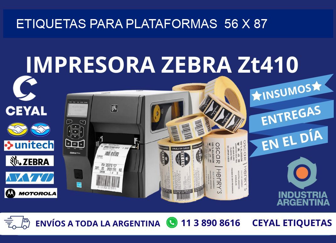 ETIQUETAS PARA PLATAFORMAS  56 x 87
