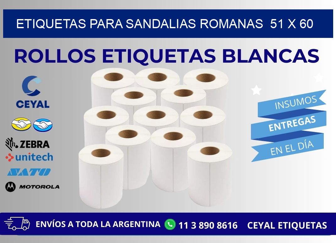 ETIQUETAS PARA SANDALIAS ROMANAS  51 x 60