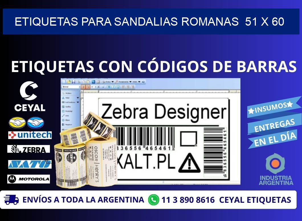 ETIQUETAS PARA SANDALIAS ROMANAS  51 x 60