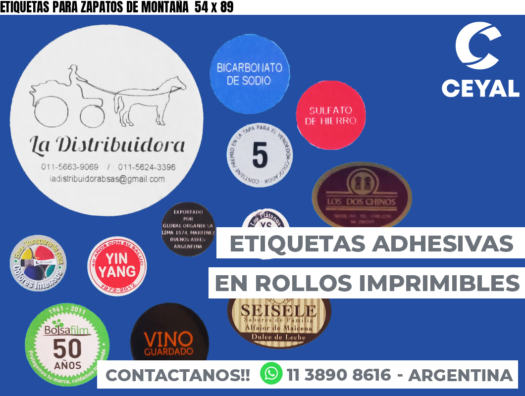 ETIQUETAS PARA ZAPATOS DE MONTAÑA  54 x 89