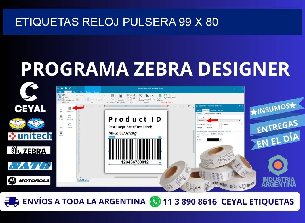 ETIQUETAS RELOJ PULSERA 99 x 80