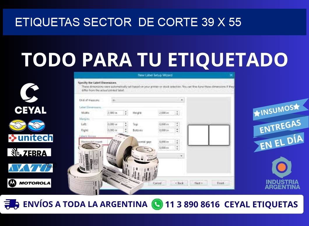 ETIQUETAS SECTOR  DE CORTE 39 x 55
